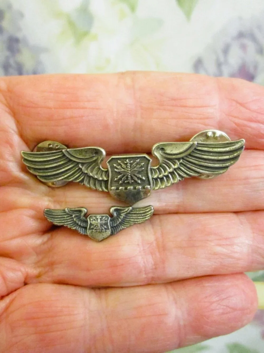 USAF Enlisted Navigator Wing Pair: Sterling Silver NS Meyer